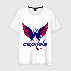 Мужская футболка хлопок с принтом Овечкин (Washington Capitals) в Курске, 100% хлопок | прямой крой, круглый вырез горловины, длина до линии бедер, слегка спущенное плечо. | национальная хоккейная лига | нхл
