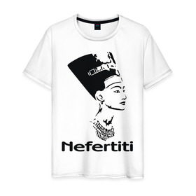 Мужская футболка хлопок с принтом Nefertiti в Курске, 100% хлопок | прямой крой, круглый вырез горловины, длина до линии бедер, слегка спущенное плечо. | nefertiti | древний египет | египет | мумия | нефертити | портрет