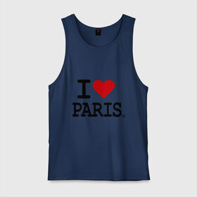 Мужская майка хлопок с принтом I love Paris в Курске, 100% хлопок |  | Тематика изображения на принте: i love | i love paris | европа | париж | франция | французский | я люблю париж