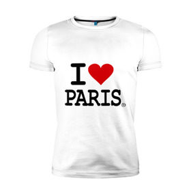 Мужская футболка премиум с принтом I love Paris в Курске, 92% хлопок, 8% лайкра | приталенный силуэт, круглый вырез ворота, длина до линии бедра, короткий рукав | Тематика изображения на принте: i love | i love paris | европа | париж | франция | французский | я люблю париж