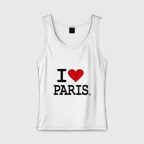 Женская майка хлопок с принтом I love Paris в Курске, 95% хлопок, 5% эластан |  | Тематика изображения на принте: i love | i love paris | европа | париж | франция | французский | я люблю париж