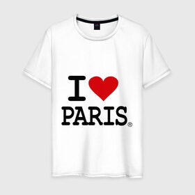 Мужская футболка хлопок с принтом I love Paris в Курске, 100% хлопок | прямой крой, круглый вырез горловины, длина до линии бедер, слегка спущенное плечо. | i love | i love paris | европа | париж | франция | французский | я люблю париж