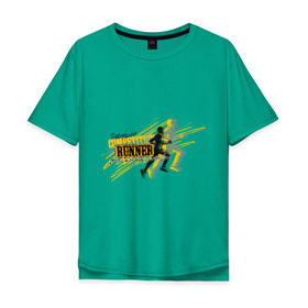 Мужская футболка хлопок Oversize с принтом Runner в Курске, 100% хлопок | свободный крой, круглый ворот, “спинка” длиннее передней части | бег | бегун | легкая атлетика | марафон | марафонец | спринт | спринтер