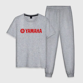 Мужская пижама хлопок с принтом Yamaha в Курске, 100% хлопок | брюки и футболка прямого кроя, без карманов, на брюках мягкая резинка на поясе и по низу штанин
 | yamaha | байк | мотоциклы | моцик | ямаха