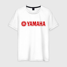 Мужская футболка хлопок с принтом Yamaha в Курске, 100% хлопок | прямой крой, круглый вырез горловины, длина до линии бедер, слегка спущенное плечо. | Тематика изображения на принте: yamaha | байк | мотоциклы | моцик | ямаха