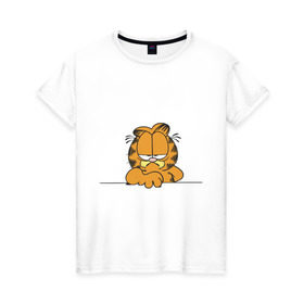 Женская футболка хлопок с принтом Гарфилд (6) в Курске, 100% хлопок | прямой крой, круглый вырез горловины, длина до линии бедер, слегка спущенное плечо | garfield | гарфилд