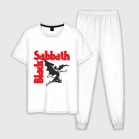 Мужская пижама хлопок с принтом Black Sabbath в Курске, 100% хлопок | брюки и футболка прямого кроя, без карманов, на брюках мягкая резинка на поясе и по низу штанин
 | 
