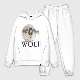 Мужской костюм хлопок OVERSIZE с принтом Волк в Курске,  |  | волк | волкwolf | волки | охота | стая волков | три волка | хищники