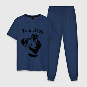 Мужская пижама хлопок с принтом Майк Тайсон в Курске, 100% хлопок | брюки и футболка прямого кроя, без карманов, на брюках мягкая резинка на поясе и по низу штанин
 | mike tyson | железный майк