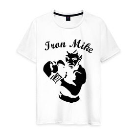 Мужская футболка хлопок с принтом Майк Тайсон в Курске, 100% хлопок | прямой крой, круглый вырез горловины, длина до линии бедер, слегка спущенное плечо. | Тематика изображения на принте: mike tyson | железный майк