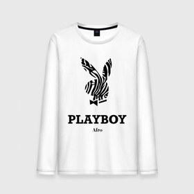 Мужской лонгслив хлопок с принтом Afro PlayBoy в Курске, 100% хлопок |  | boy | play | playboy | бой | зайчик | заяц | плей | плейбой | плэйбой