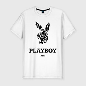 Мужская футболка премиум с принтом Afro PlayBoy в Курске, 92% хлопок, 8% лайкра | приталенный силуэт, круглый вырез ворота, длина до линии бедра, короткий рукав | boy | play | playboy | бой | зайчик | заяц | плей | плейбой | плэйбой