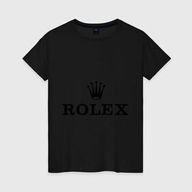 Женская футболка хлопок с принтом Rolex в Курске, 100% хлопок | прямой крой, круглый вырез горловины, длина до линии бедер, слегка спущенное плечо | rolex | бренд | гламурный | дорогой | корона | крутой | марка | пафосный | ролекс | часы
