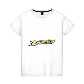 Женская футболка хлопок с принтом Anaheim Ducks Selanne в Курске, 100% хлопок | прямой крой, круглый вырез горловины, длина до линии бедер, слегка спущенное плечо | anaheim ducks | nxl | калифорния | нацинальная лига | нхл | сша | хокей | хоккей