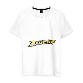 Мужская футболка хлопок с принтом Anaheim Ducks Selanne в Курске, 100% хлопок | прямой крой, круглый вырез горловины, длина до линии бедер, слегка спущенное плечо. | anaheim ducks | nxl | калифорния | нацинальная лига | нхл | сша | хокей | хоккей