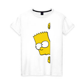 Женская футболка хлопок с принтом Bart Simpson (3) в Курске, 100% хлопок | прямой крой, круглый вырез горловины, длина до линии бедер, слегка спущенное плечо | Тематика изображения на принте: гомер