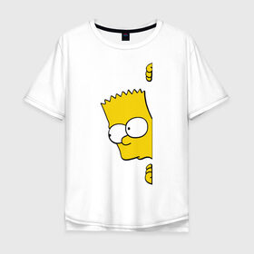 Мужская футболка хлопок Oversize с принтом Bart Simpson (3) в Курске, 100% хлопок | свободный крой, круглый ворот, “спинка” длиннее передней части | гомер