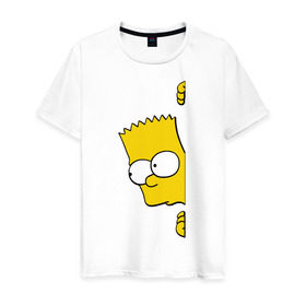 Мужская футболка хлопок с принтом Bart Simpson (3) в Курске, 100% хлопок | прямой крой, круглый вырез горловины, длина до линии бедер, слегка спущенное плечо. | гомер