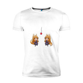 Мужская футболка премиум с принтом Spice&Wolf в Курске, 92% хлопок, 8% лайкра | приталенный силуэт, круглый вырез ворота, длина до линии бедра, короткий рукав | anime | аниме | анимэ