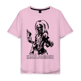 Мужская футболка хлопок Oversize с принтом Iron Maden с демоном в Курске, 100% хлопок | свободный крой, круглый ворот, “спинка” длиннее передней части | iron maden | rock | демон | панк | рок | эмблема iron maden