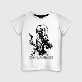 Детская футболка хлопок с принтом Iron Maden с демоном в Курске, 100% хлопок | круглый вырез горловины, полуприлегающий силуэт, длина до линии бедер | Тематика изображения на принте: iron maden | rock | демон | панк | рок | эмблема iron maden
