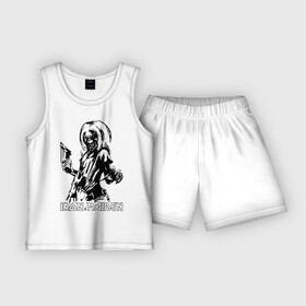 Детская пижама с шортами хлопок с принтом Iron Maden с демоном в Курске,  |  | iron maden | rock | демон | панк | рок | эмблема iron maden