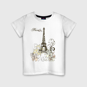 Детская футболка хлопок с принтом Paris (2) в Курске, 100% хлопок | круглый вырез горловины, полуприлегающий силуэт, длина до линии бедер | башня | париж | парижане | франция | французский | французы | эйфелева