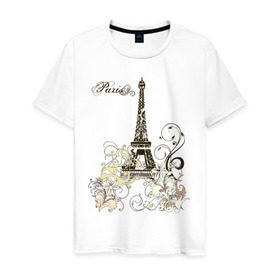 Мужская футболка хлопок с принтом Paris (2) в Курске, 100% хлопок | прямой крой, круглый вырез горловины, длина до линии бедер, слегка спущенное плечо. | башня | париж | парижане | франция | французский | французы | эйфелева
