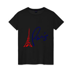Женская футболка хлопок с принтом Paris (3) в Курске, 100% хлопок | прямой крой, круглый вырез горловины, длина до линии бедер, слегка спущенное плечо | france | paris | европа | париж | франция | французский | эйфелева башня