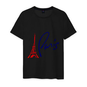 Мужская футболка хлопок с принтом Paris (3) в Курске, 100% хлопок | прямой крой, круглый вырез горловины, длина до линии бедер, слегка спущенное плечо. | france | paris | европа | париж | франция | французский | эйфелева башня