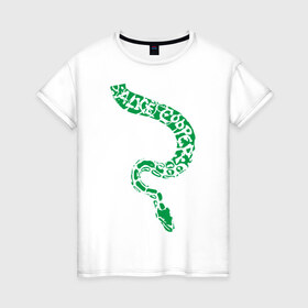 Женская футболка хлопок с принтом Alice Cooper змея в Курске, 100% хлопок | прямой крой, круглый вырез горловины, длина до линии бедер, слегка спущенное плечо | alice cooper | rock | змейка | змея | музыка | панк | рок | элис купер | элис купер змея