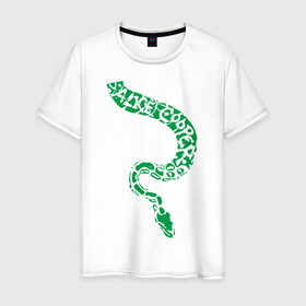 Мужская футболка хлопок с принтом Alice Cooper змея в Курске, 100% хлопок | прямой крой, круглый вырез горловины, длина до линии бедер, слегка спущенное плечо. | alice cooper | rock | змейка | змея | музыка | панк | рок | элис купер | элис купер змея