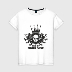 Женская футболка хлопок с принтом King of Dark Side в Курске, 100% хлопок | прямой крой, круглый вырез горловины, длина до линии бедер, слегка спущенное плечо | king of dark side | король темной стороны | череп