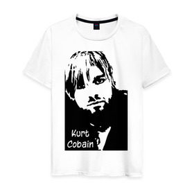 Мужская футболка хлопок с принтом Курт Кобейн в Курске, 100% хлопок | прямой крой, круглый вырез горловины, длина до линии бедер, слегка спущенное плечо. | kurt cobain | nirvana | курт кобейн | нирвана