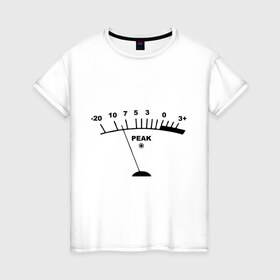 Женская футболка хлопок с принтом Peak в Курске, 100% хлопок | прямой крой, круглый вырез горловины, длина до линии бедер, слегка спущенное плечо | peak | басы | громкость | звуки | пик | прибор