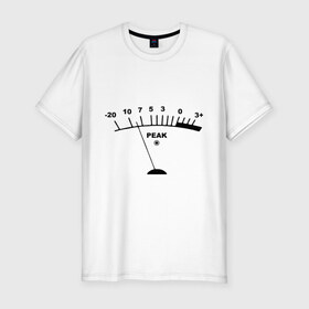Мужская футболка премиум с принтом Peak в Курске, 92% хлопок, 8% лайкра | приталенный силуэт, круглый вырез ворота, длина до линии бедра, короткий рукав | peak | басы | громкость | звуки | пик | прибор