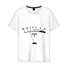 Мужская футболка хлопок с принтом Peak в Курске, 100% хлопок | прямой крой, круглый вырез горловины, длина до линии бедер, слегка спущенное плечо. | peak | басы | громкость | звуки | пик | прибор