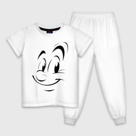 Детская пижама хлопок с принтом Веселая мордочка в Курске, 100% хлопок |  брюки и футболка прямого кроя, без карманов, на брюках мягкая резинка на поясе и по низу штанин
 | лицо | мордочка | улыбка | улыбочка