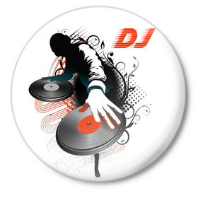 Значок с принтом DJ Blak в Курске,  металл | круглая форма, металлическая застежка в виде булавки | dj | music | sound | ди джей | диджей | музыка | трек