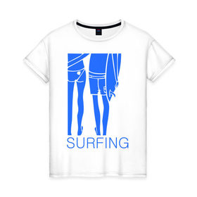 Женская футболка хлопок с принтом Surfing (3) в Курске, 100% хлопок | прямой крой, круглый вырез горловины, длина до линии бедер, слегка спущенное плечо | surf | surfing | волна | серф | серфер | серфинг