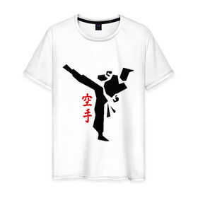 Мужская футболка хлопок с принтом Карате (2) в Курске, 100% хлопок | прямой крой, круглый вырез горловины, длина до линии бедер, слегка спущенное плечо. | каратэ