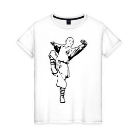 Женская футболка хлопок с принтом Кунг-фу в Курске, 100% хлопок | прямой крой, круглый вырез горловины, длина до линии бедер, слегка спущенное плечо | 