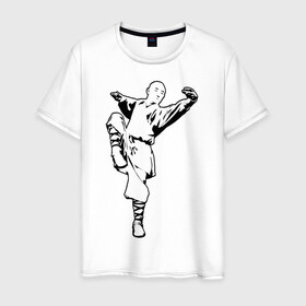 Мужская футболка хлопок с принтом Кунг-фу в Курске, 100% хлопок | прямой крой, круглый вырез горловины, длина до линии бедер, слегка спущенное плечо. | 
