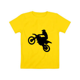 Детская футболка хлопок с принтом Мотоцикл (мотокросс) в Курске, 100% хлопок | круглый вырез горловины, полуприлегающий силуэт, длина до линии бедер | байк | байкер | мото | мотогонки | мотокросс | мотоцикл