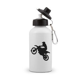 Бутылка спортивная с принтом Мотоцикл (мотокросс) в Курске, металл | емкость — 500 мл, в комплекте две пластиковые крышки и карабин для крепления | байк | байкер | мото | мотогонки | мотокросс | мотоцикл
