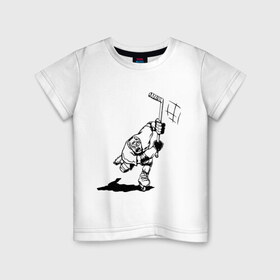 Детская футболка хлопок с принтом Хоккеист в атаке в Курске, 100% хлопок | круглый вырез горловины, полуприлегающий силуэт, длина до линии бедер | hockey | нхл | хоккеист | хоккеист в атаке | хоккей