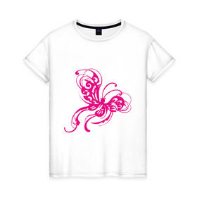 Женская футболка хлопок с принтом Бабочка (14) в Курске, 100% хлопок | прямой крой, круглый вырез горловины, длина до линии бедер, слегка спущенное плечо | крылья