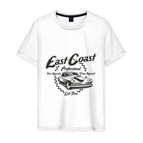 Мужская футболка хлопок с принтом East Coast в Курске, 100% хлопок | прямой крой, круглый вырез горловины, длина до линии бедер, слегка спущенное плечо. | east coast | professional