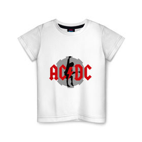 Детская футболка хлопок с принтом AC DC Ангус Янг в Курске, 100% хлопок | круглый вырез горловины, полуприлегающий силуэт, длина до линии бедер | ac dc | acdc | acds | heavy metal | metal | rock | trash metal | квартет | метал | рок | рок группа | рок группы | трэш метал | хеви метал