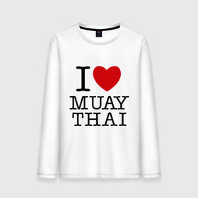 Мужской лонгслив хлопок с принтом I love Muay Thai в Курске, 100% хлопок |  | Тематика изображения на принте: муай тай